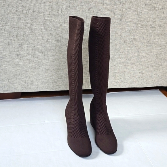 Eileen Fisher Kasana Knit Brown Boots sz 7 - Picture 2 of 15